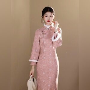 Elegant Pink Dress with White Accents